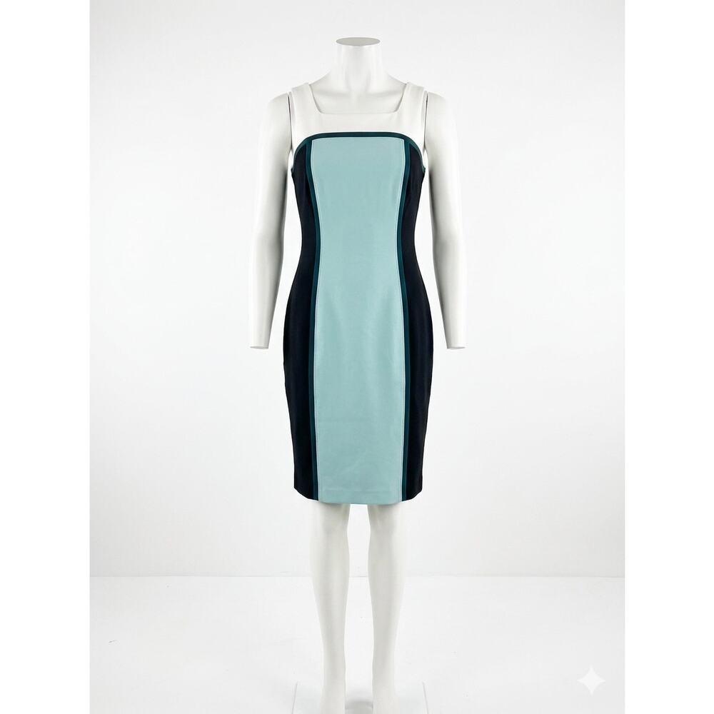 WHBM White House Black Colorblock Sheath Dress Mint Aqua Teal Black Size 6